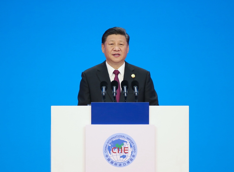 11月5日,首届中国国际进口博览会在上海开幕。国家主席习近平出席开幕式并发表题为《共建创新包容的开放型世界经济》的主旨演讲。